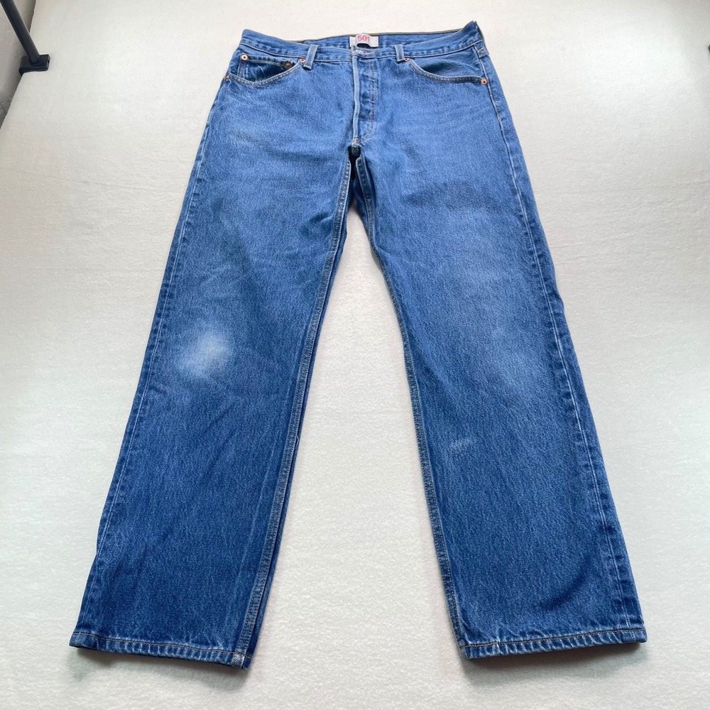 Levis Jeans Men's 35x32 Blue 501XX Straight Leg Button Fly Denim